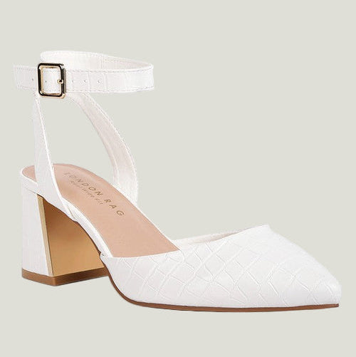 Elegante Croc Faux Leather Block Heel Sandals