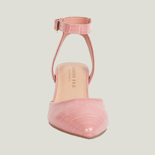 Elegante Croc Faux Leather Block Heel Sandals