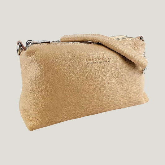 Borsa Donna a Mano mit Doppelreißverschluss – Cipria