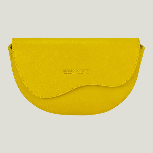 Borsa Donna a Bandoliera stondata aus Echtleder – Giallo