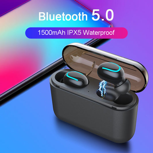 TWS In-Ear Bluetooth Kopfhörer 5.0 mit 1500 mAh Powerbank-Ladecase
