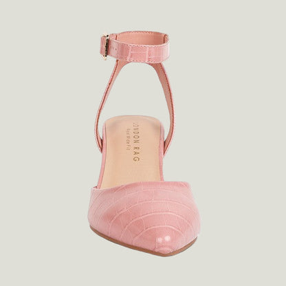 Elegante Croc Faux Leather Block Heel Sandals