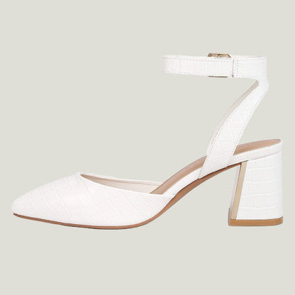 Elegante Croc Faux Leather Block Heel Sandals