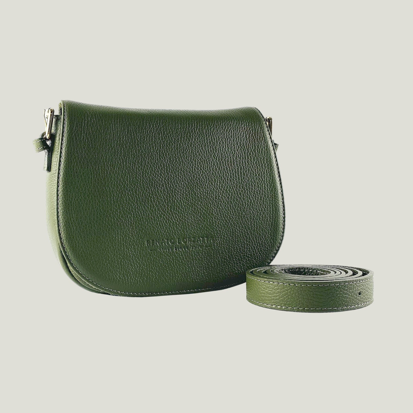 Borsa Donna mit Lederschulterriemen – Verde