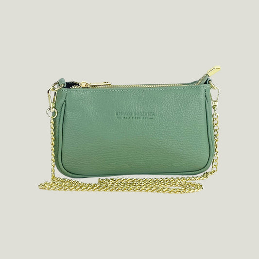 Mini Bag aus Echtleder mit Metall-Tracolla – Menta