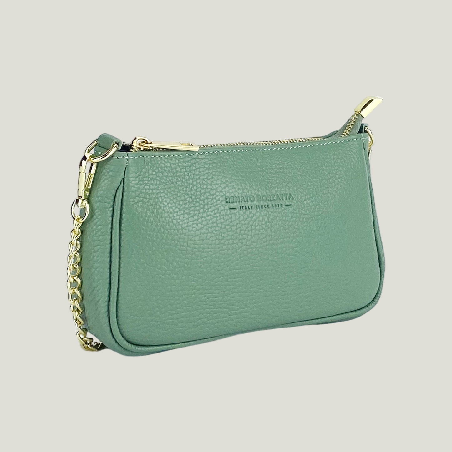 Mini Bag aus Echtleder mit Metall-Tracolla – Menta