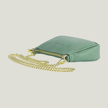 Mini Bag aus Echtleder mit Metall-Tracolla – Menta