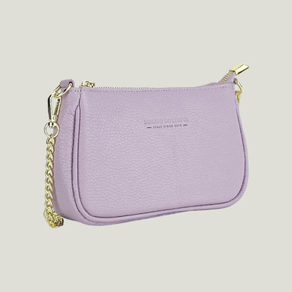Mini Bag aus Echtleder mit Metall-Tracolla – Lilla