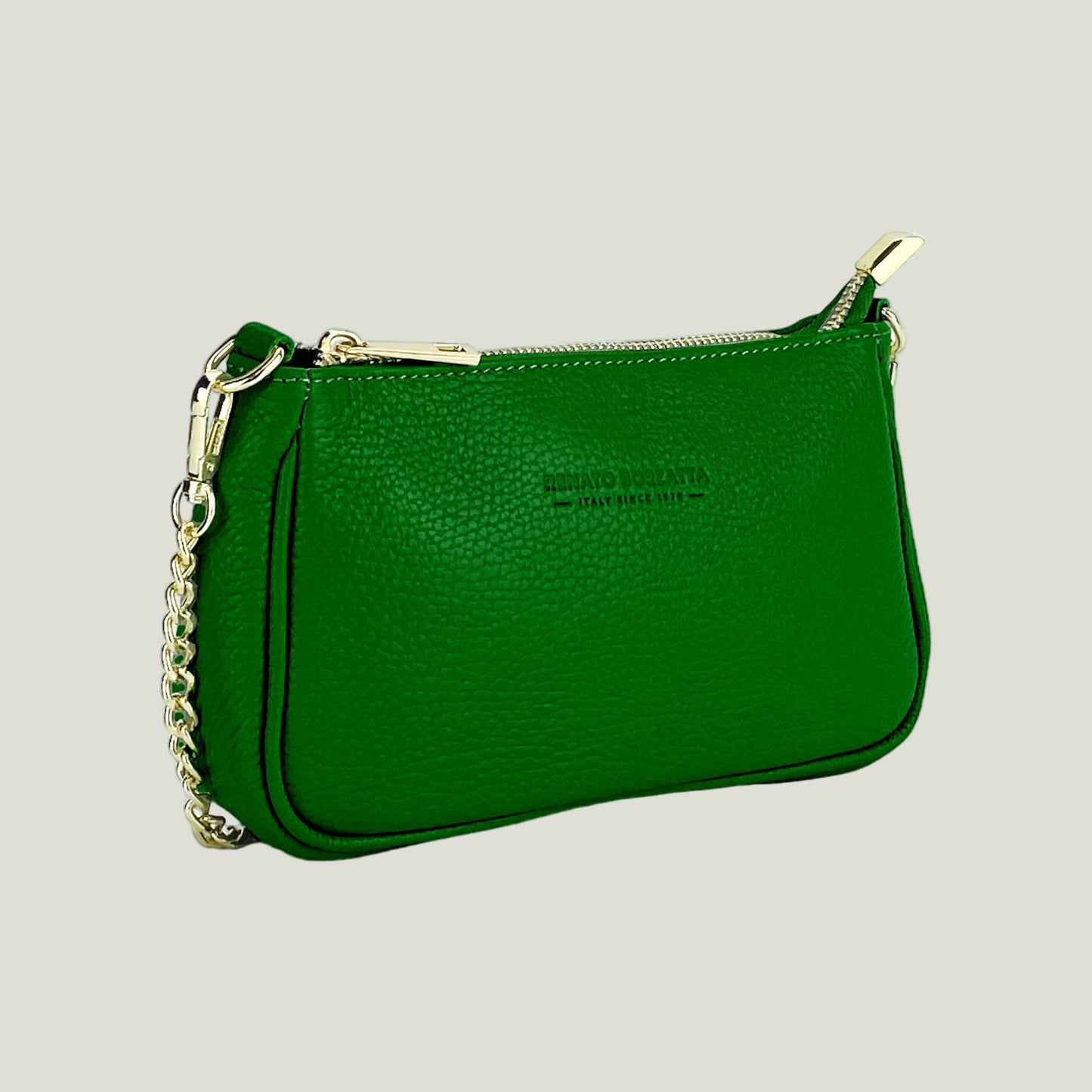 Mini Bag aus Echtleder mit Metall-Tracolla – Verde