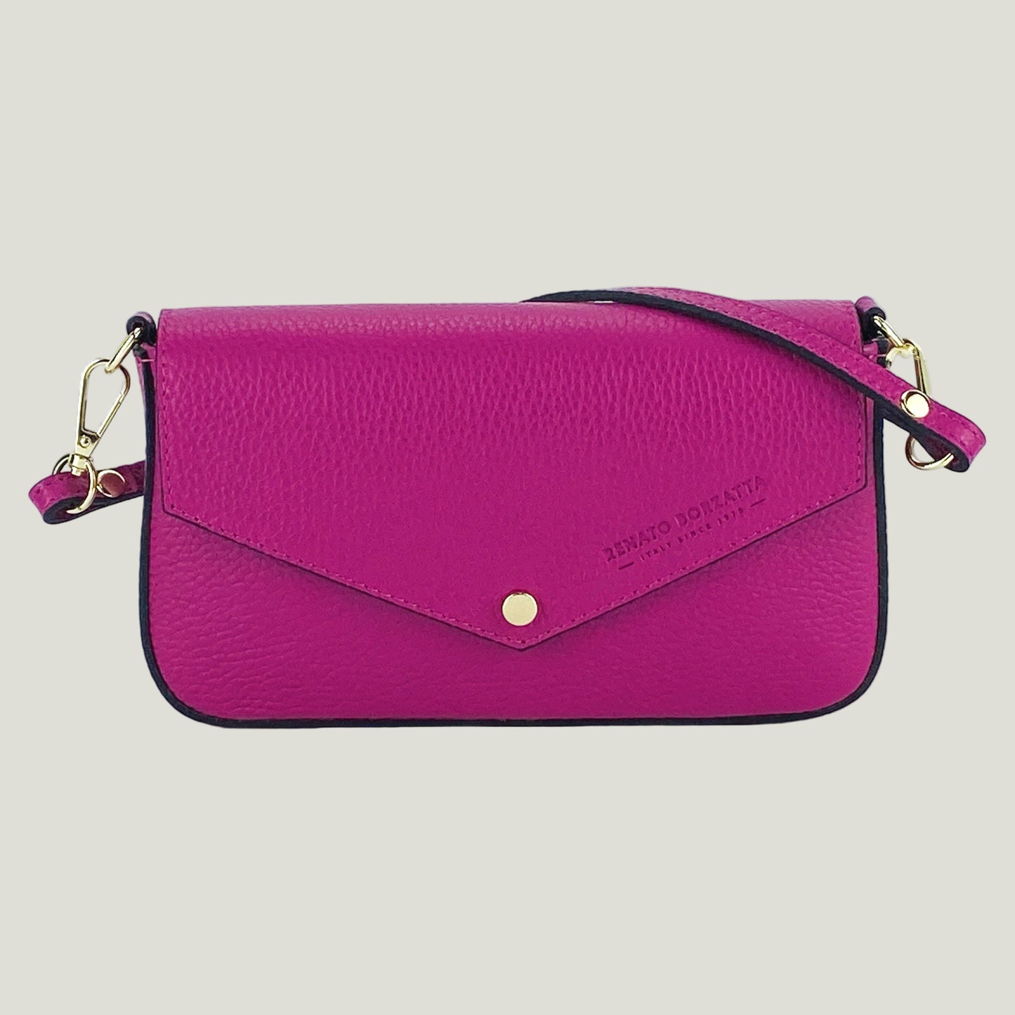 Borsa piccola a Spalla aus Echtleder mit zweiter Metall-Tracollina – Fuxia