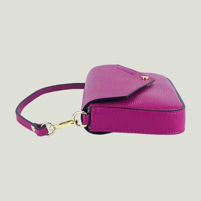 Borsa piccola a Spalla aus Echtleder mit zweiter Metall-Tracollina – Fuxia