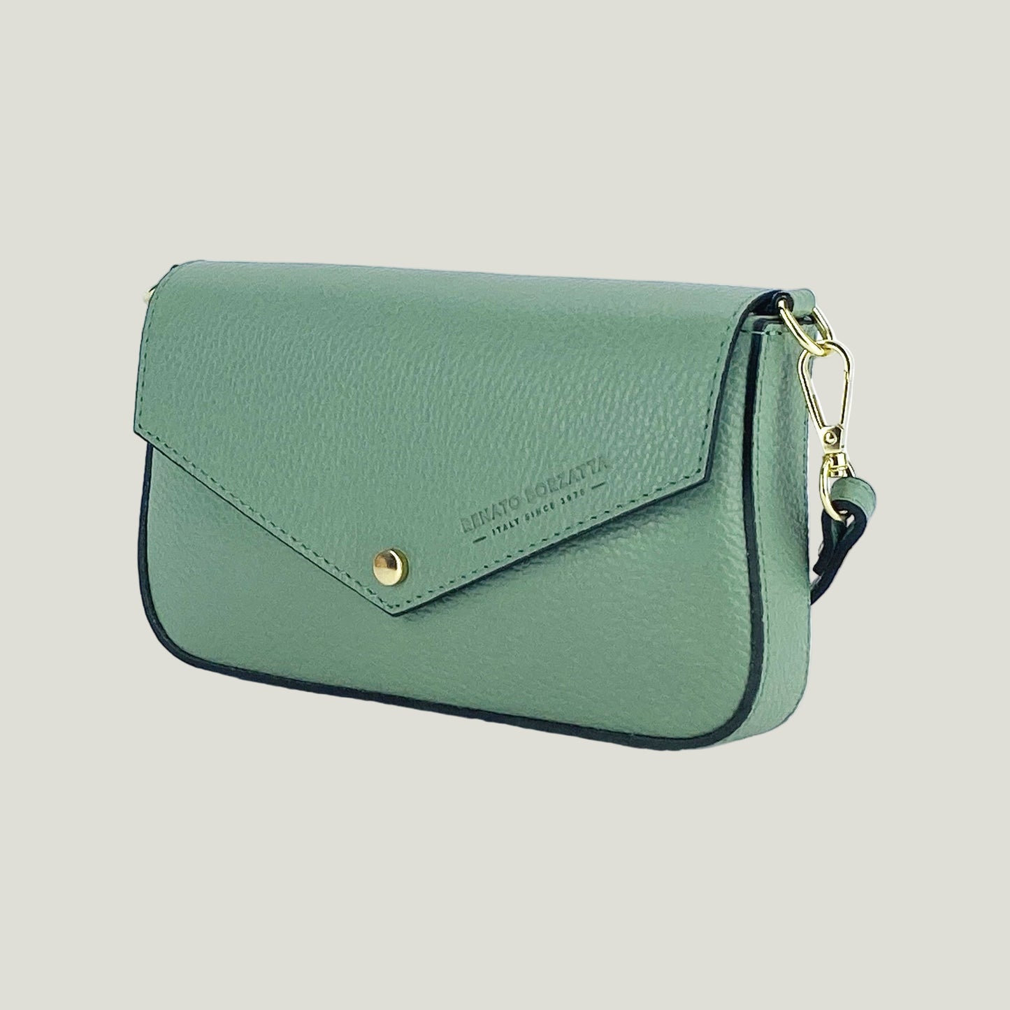 Borsa piccola a Spalla aus Echtleder mit zweiter Metall-Tracollina – Menta