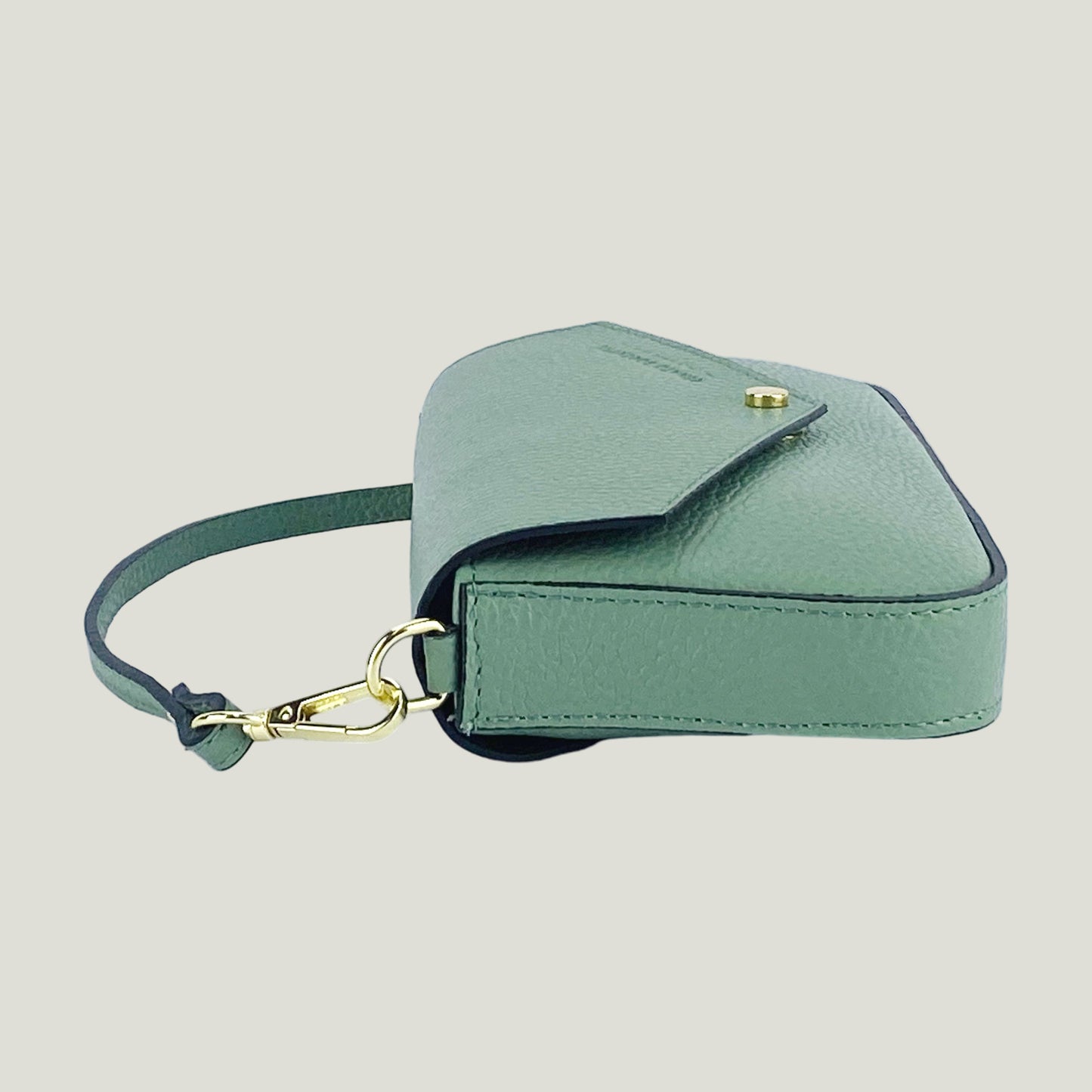 Borsa piccola a Spalla aus Echtleder mit zweiter Metall-Tracollina – Menta