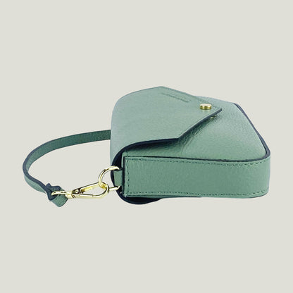 Borsa piccola a Spalla aus Echtleder mit zweiter Metall-Tracollina – Menta