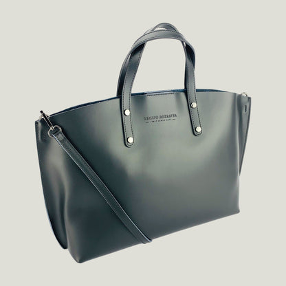Elegante Damen-Handtasche aus Echtleder – Nero (Schwarz)