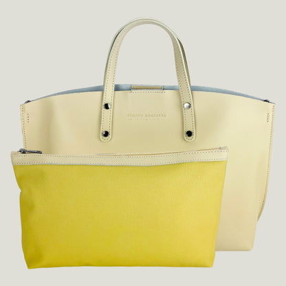 Elegante Damen-Handtasche aus Echtleder – Beige