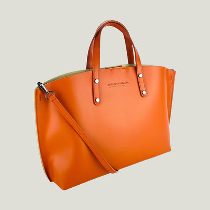 Elegante Damen-Handtasche aus Echtleder – Paprika