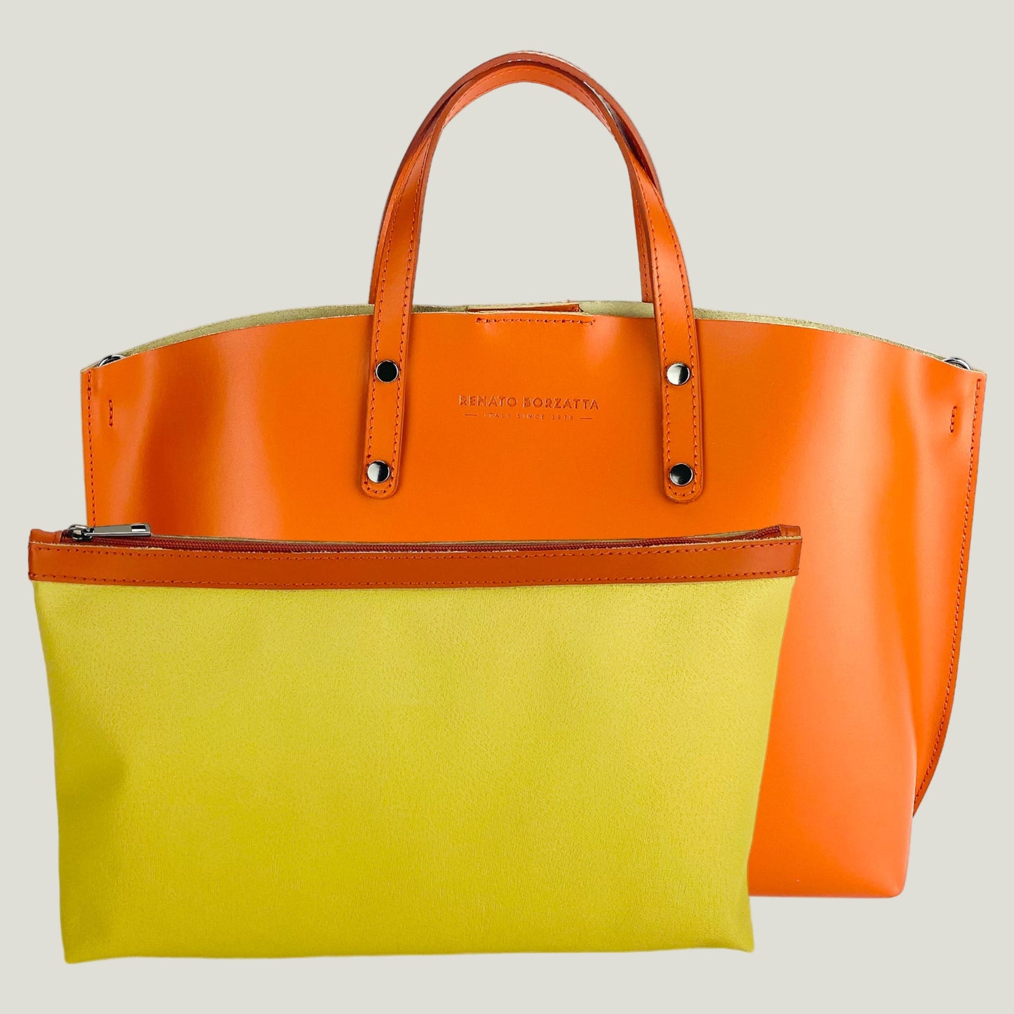 Elegante Damen-Handtasche aus Echtleder – Paprika