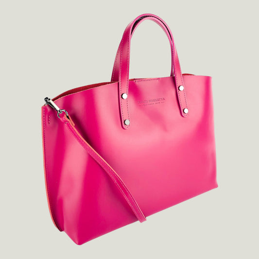 Große Damen-Handtasche mit abnehmbarem Schulterriemen - Fuxia