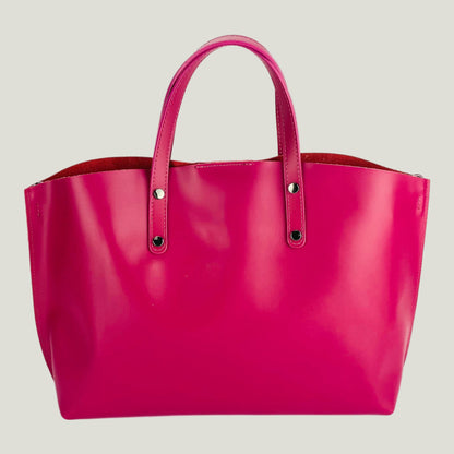 Große Damen-Handtasche mit abnehmbarem Schulterriemen - Fuxia