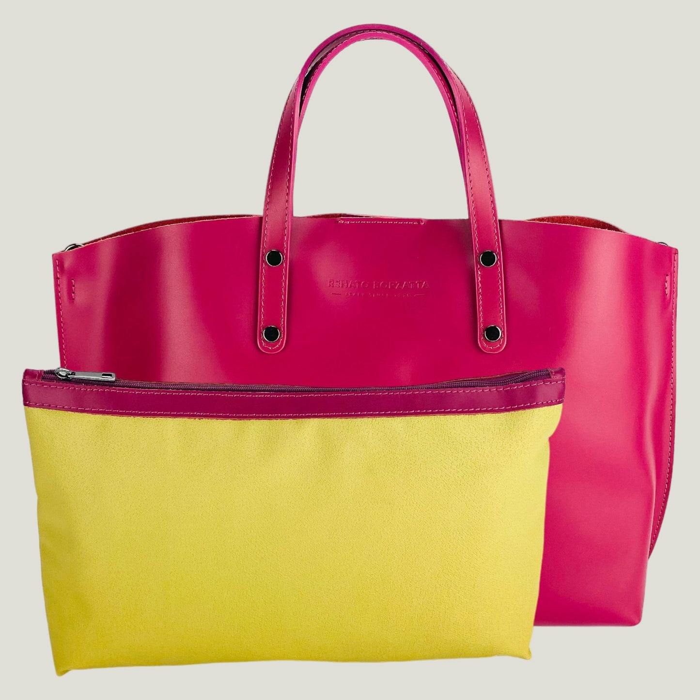 Große Damen-Handtasche mit abnehmbarem Schulterriemen - Fuxia