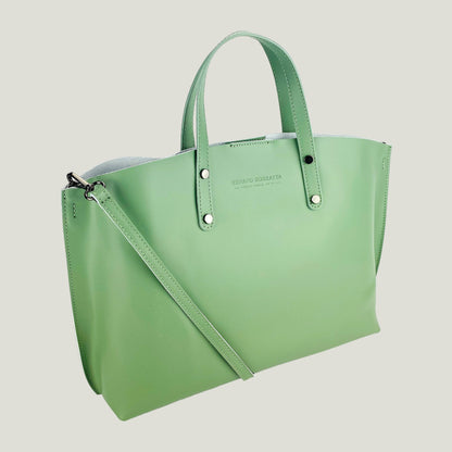 Elegante Damen-Handtasche aus Echtleder – Menta (Mintgrün)