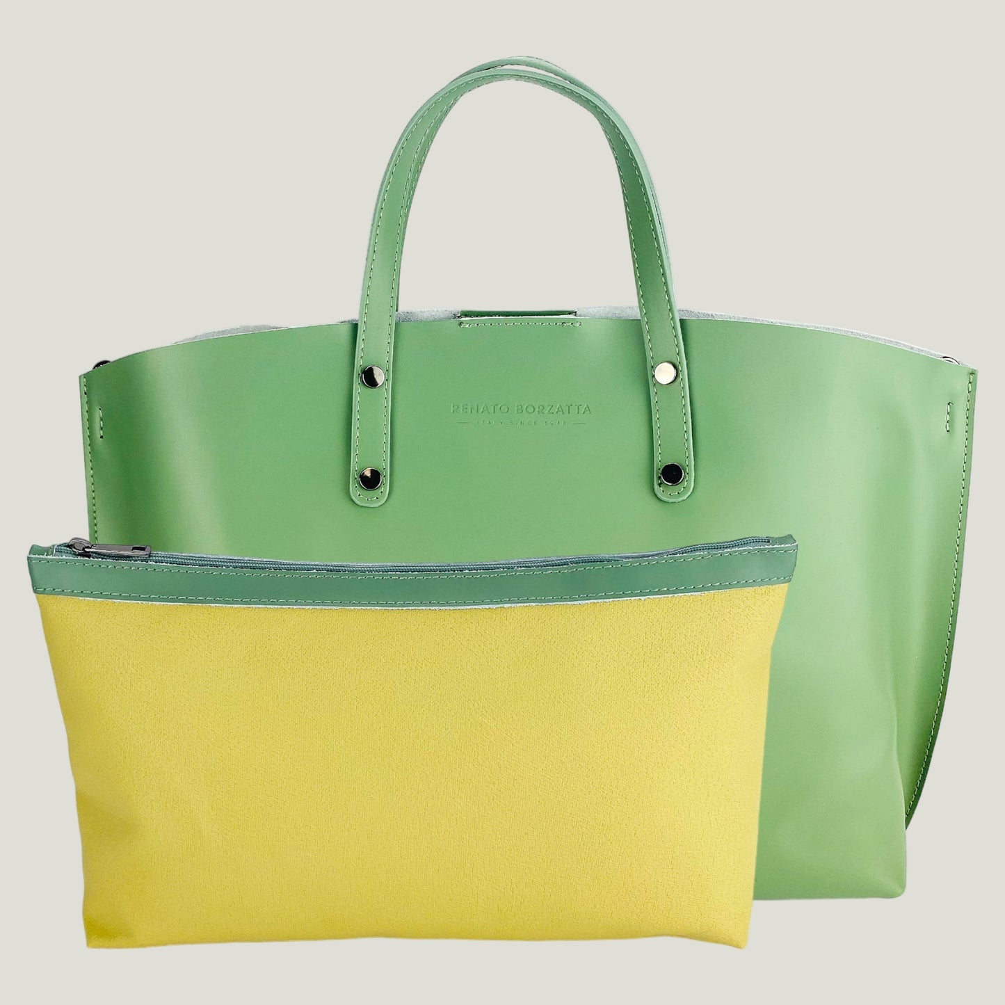 Elegante Damen-Handtasche aus Echtleder – Menta (Mintgrün)