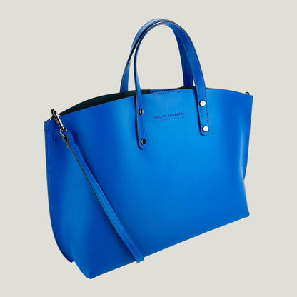 Elegante Damen-Handtasche aus Echtleder – Royalblau