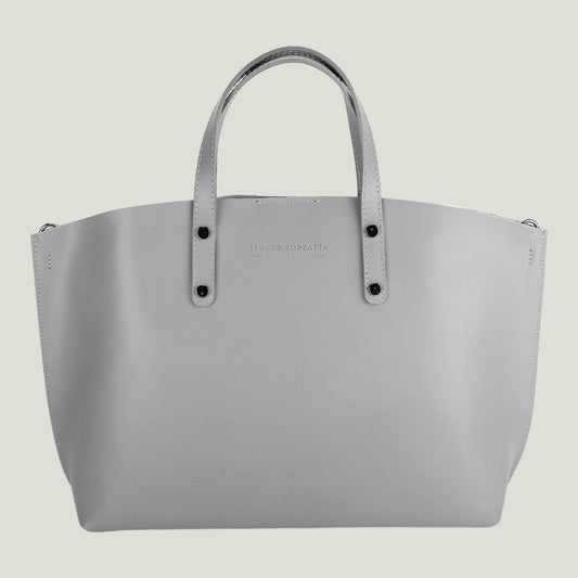 Elegante Damen-Handtasche aus Echtleder – Grigio (Grau)