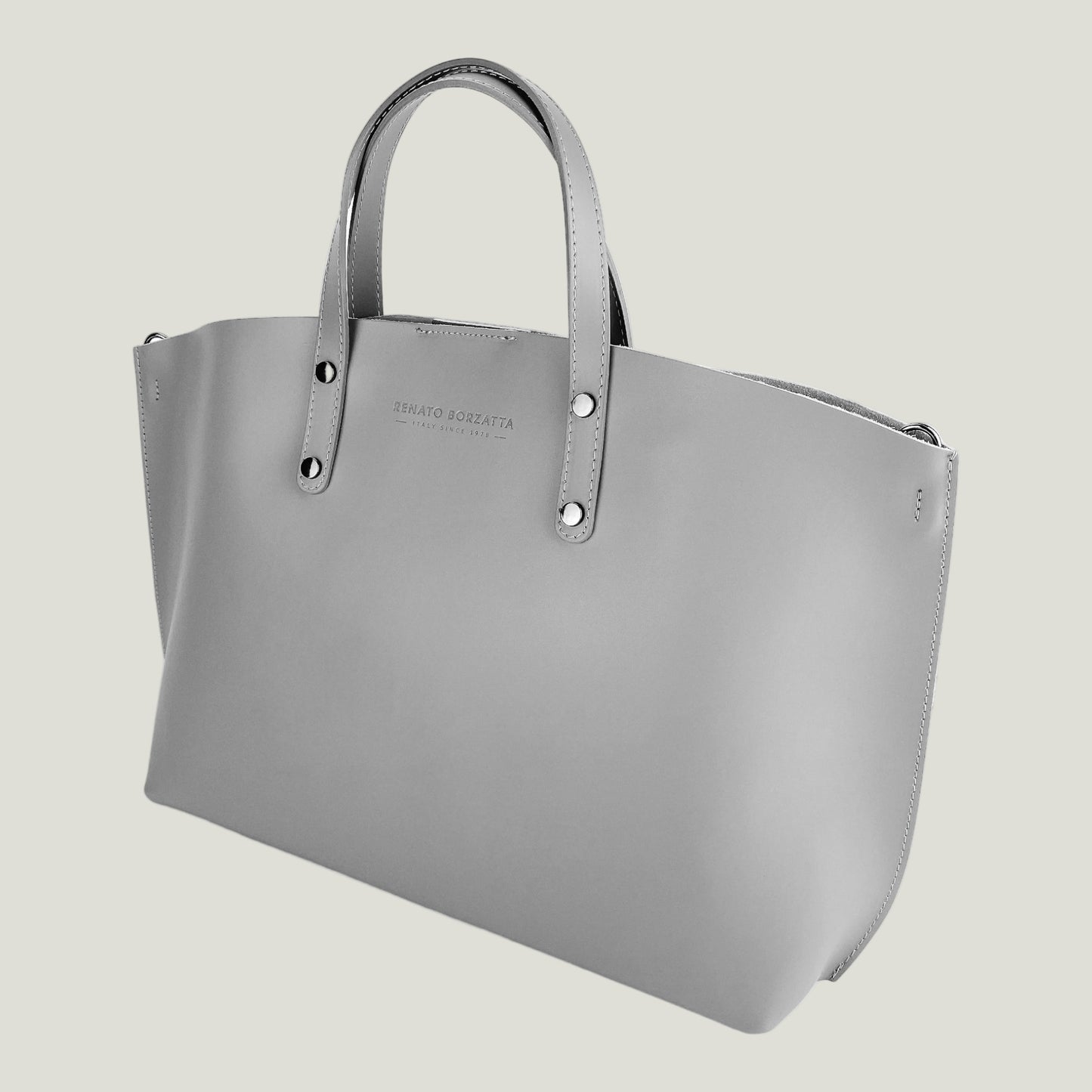 Elegante Damen-Handtasche aus Echtleder – Grigio (Grau)