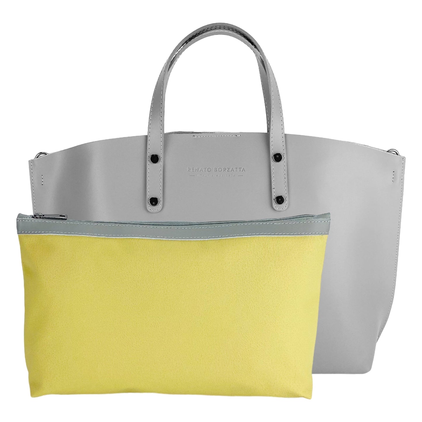 Elegante Damen-Handtasche aus Echtleder – Grigio (Grau)