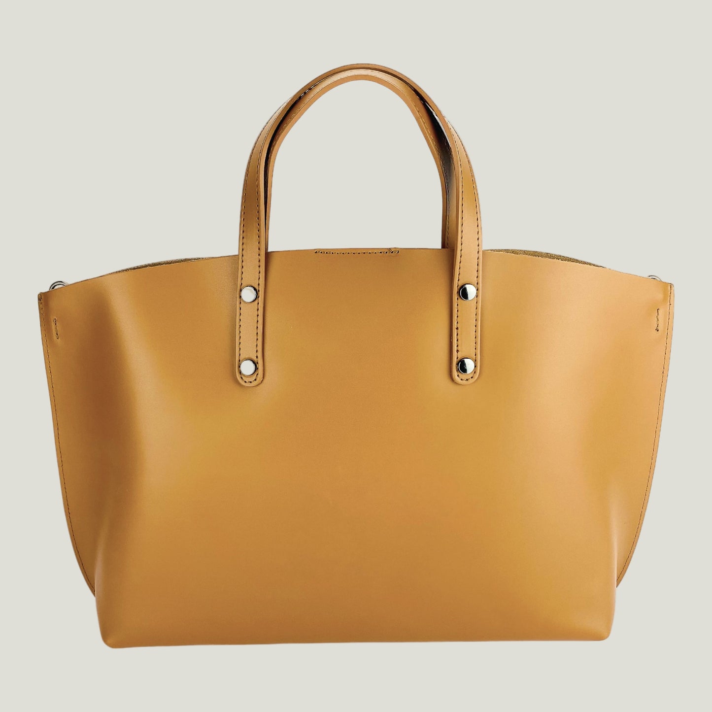 Elegante Damen-Handtasche aus Echtleder – Cognac