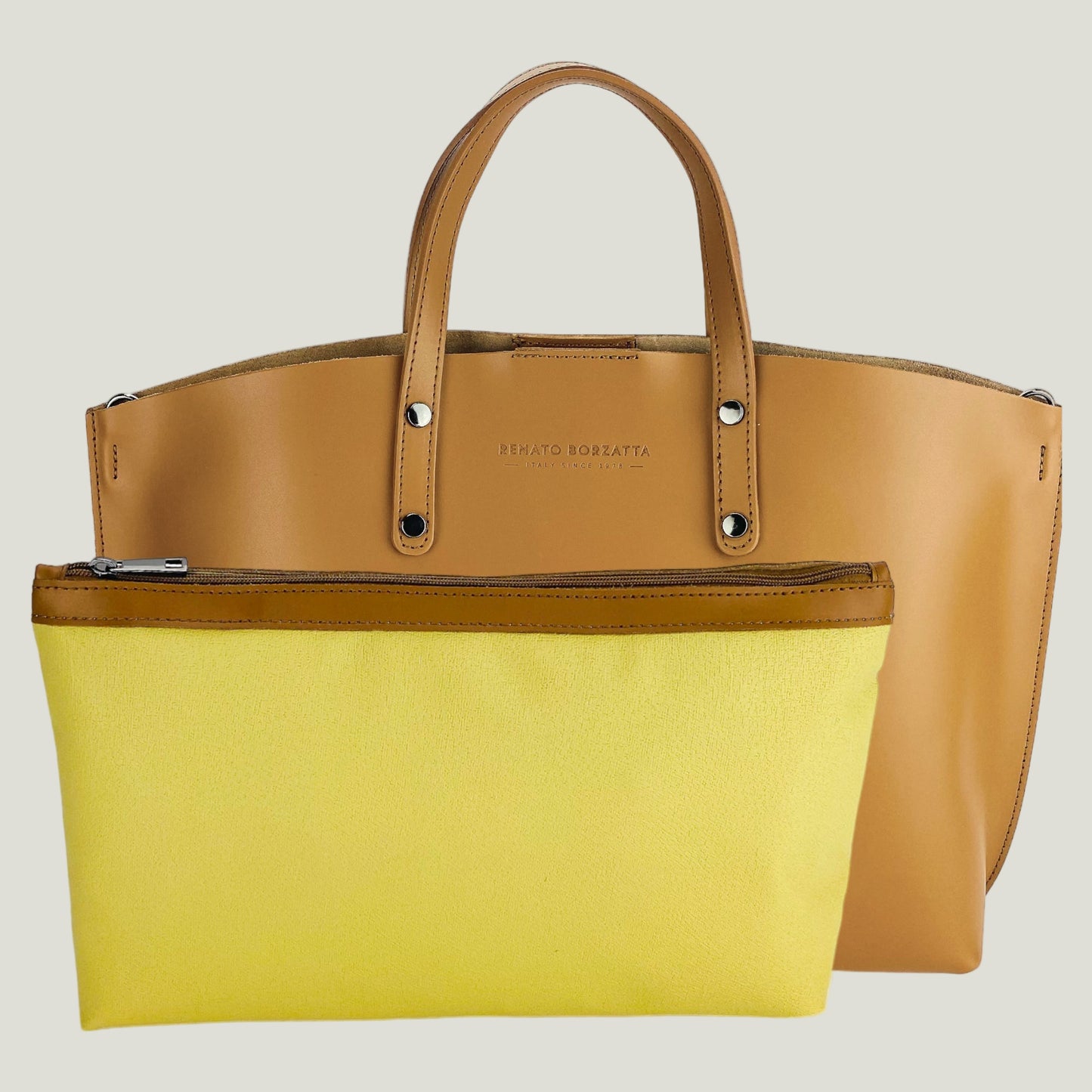 Elegante Damen-Handtasche aus Echtleder – Cognac