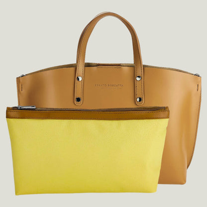 Elegante Damen-Handtasche aus Echtleder – Cognac
