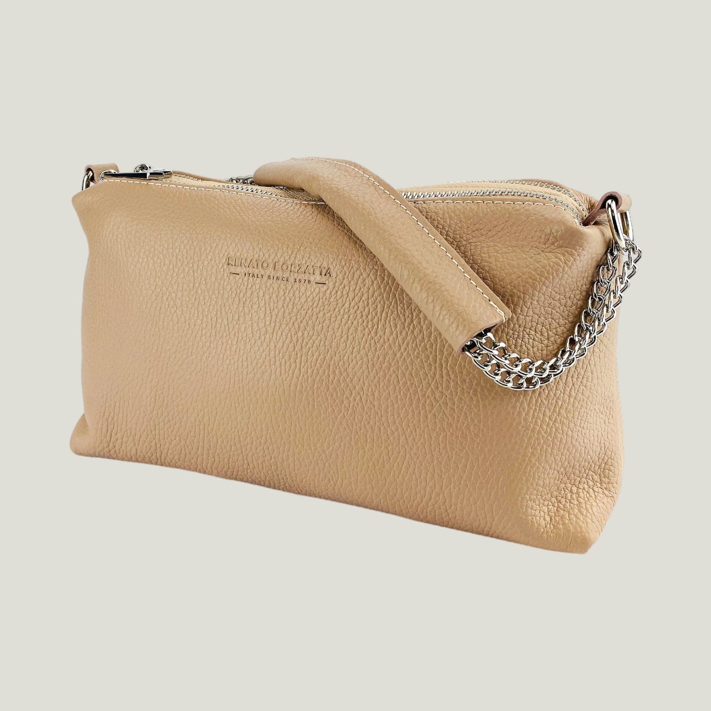 Borsa Donna a Mano mit Doppelreißverschluss – Cipria