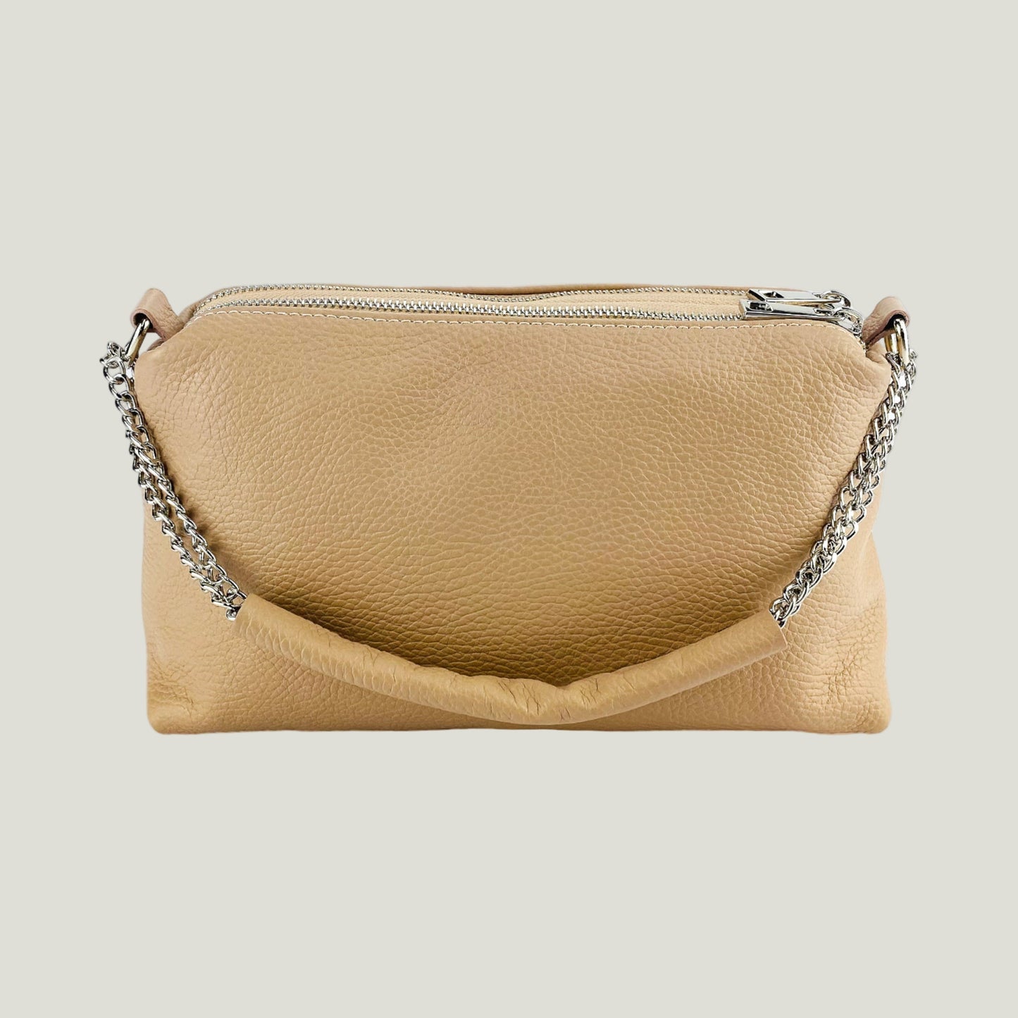 Borsa Donna a Mano mit Doppelreißverschluss – Cipria