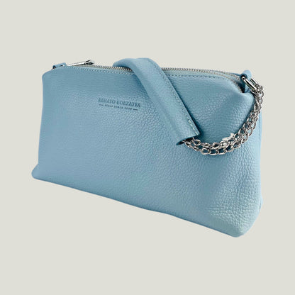 Borsa Donna a Mano mit Doppelreißverschluss – Celeste