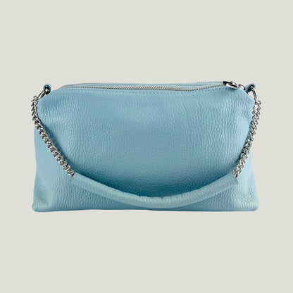 Borsa Donna a Mano mit Doppelreißverschluss – Celeste