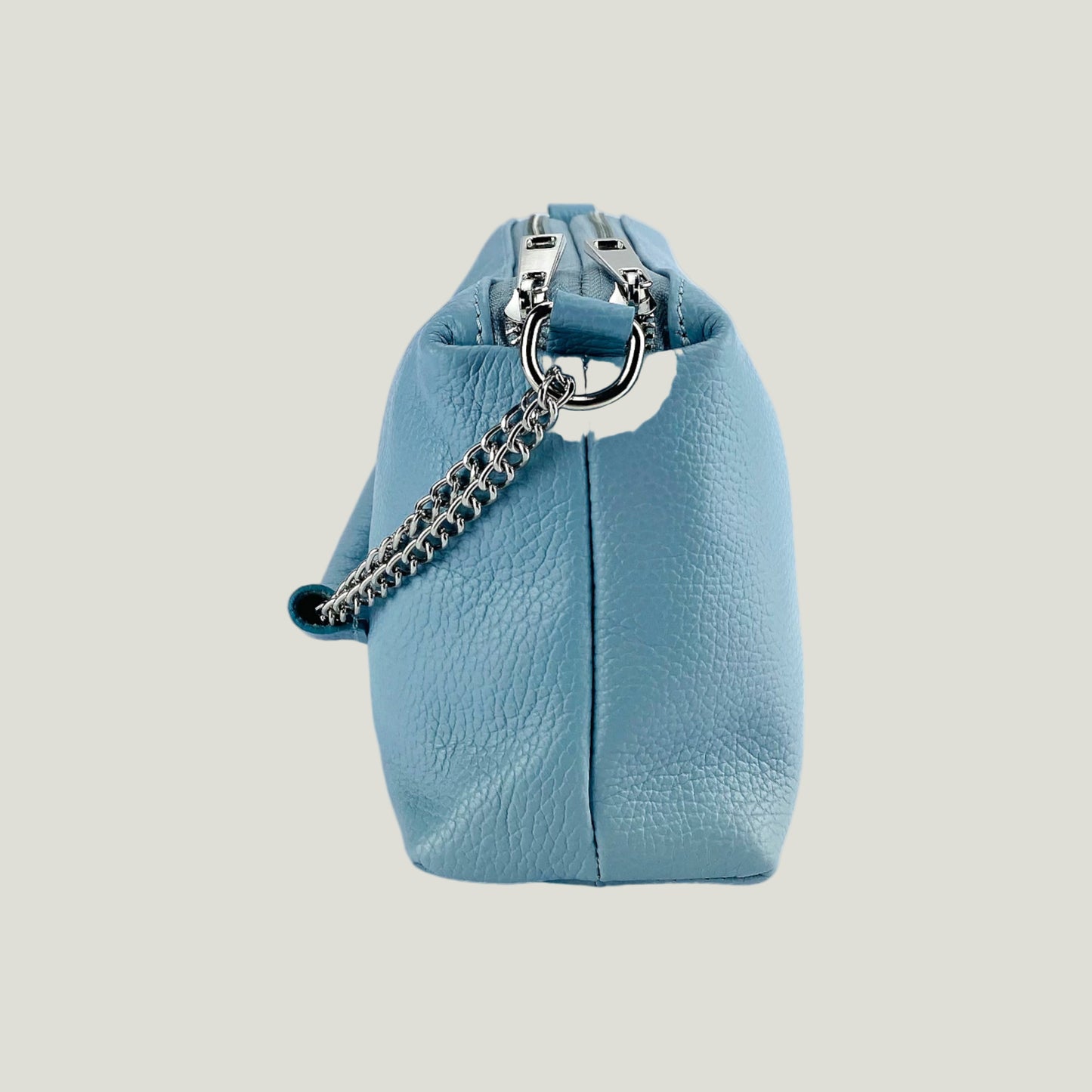 Borsa Donna a Mano mit Doppelreißverschluss – Celeste