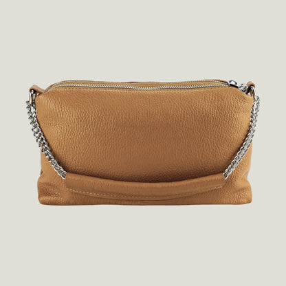 Borsa Donna a Mano mit Doppelreißverschluss – Cognac