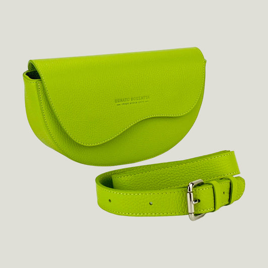 Borsa Donna a Bandoliera stondata aus Echtleder – Lime