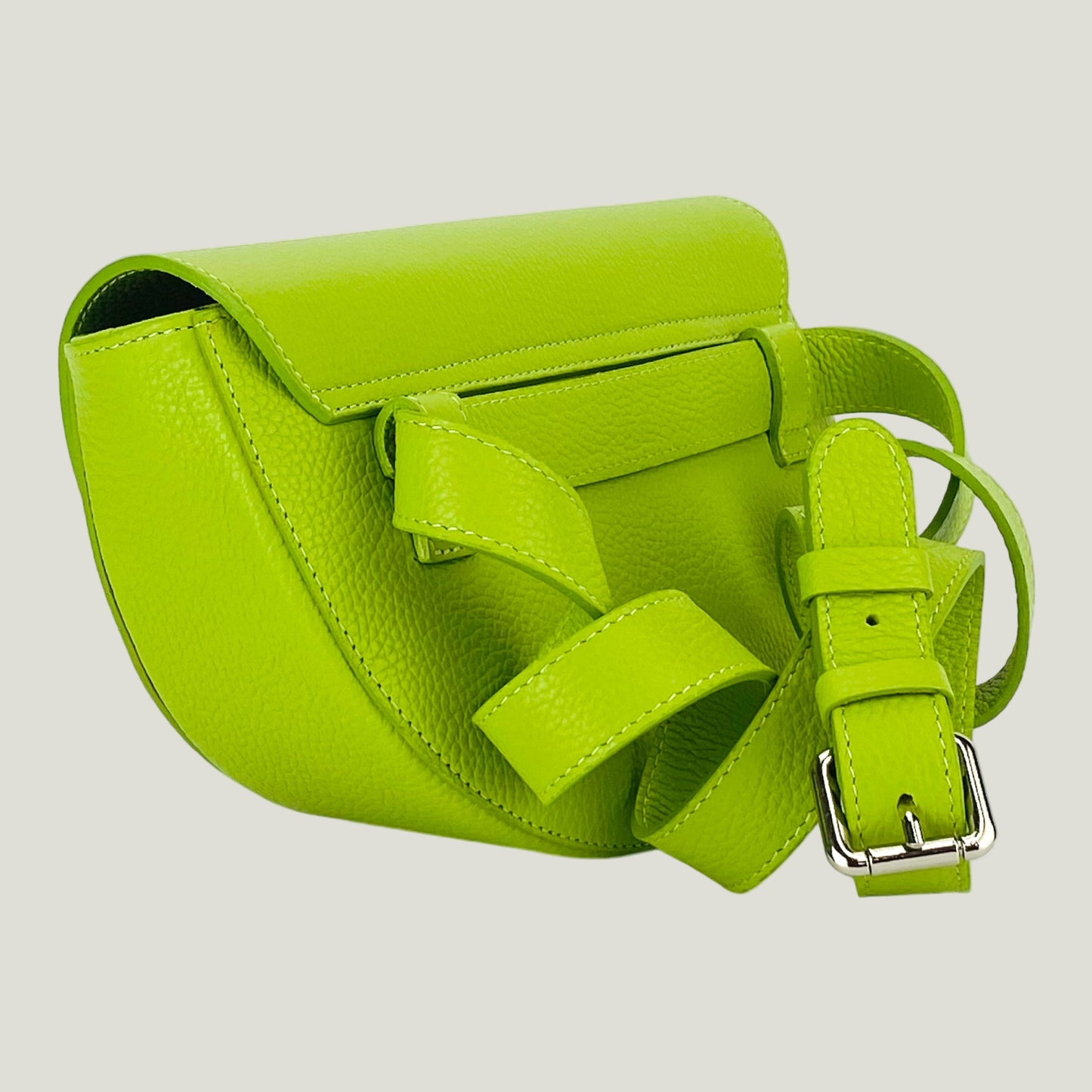 Borsa Donna a Bandoliera stondata aus Echtleder – Lime