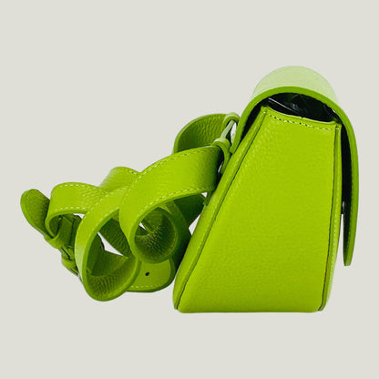 Borsa Donna a Bandoliera stondata aus Echtleder – Lime