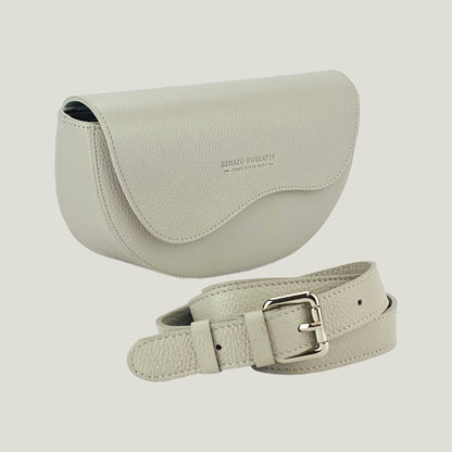 Borsa Donna a Bandoliera stondata aus Echtleder – Ghiaccio