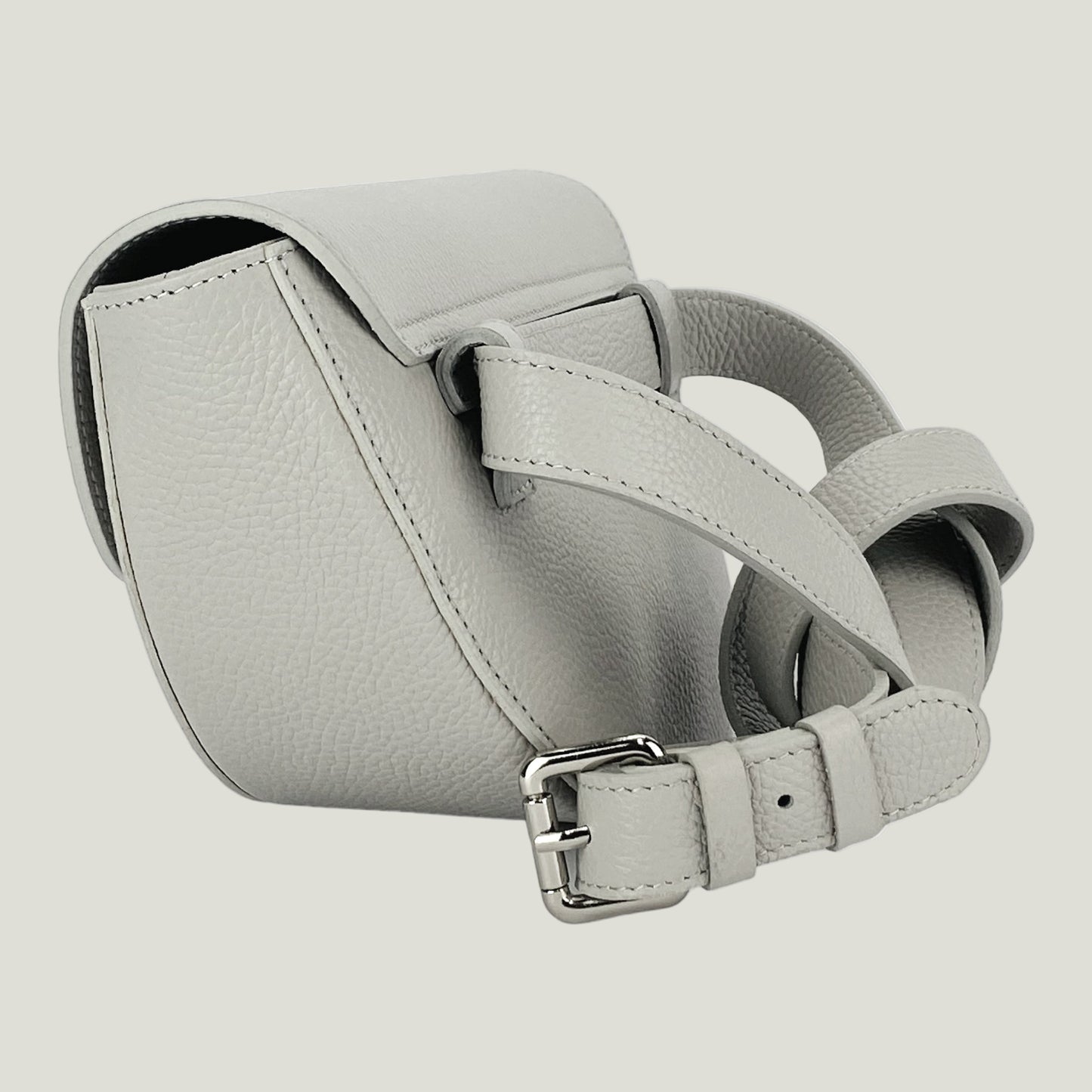 Borsa Donna a Bandoliera stondata aus Echtleder – Ghiaccio