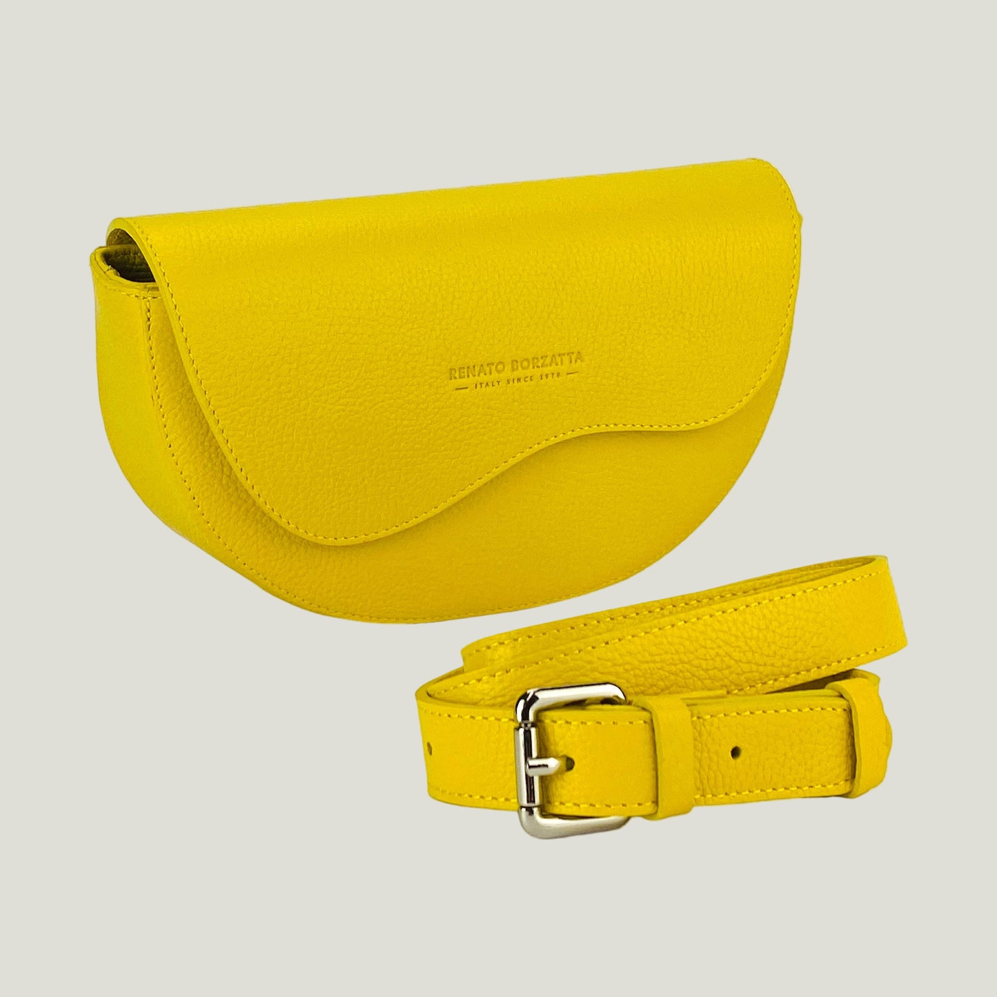Borsa Donna a Bandoliera stondata aus Echtleder – Giallo