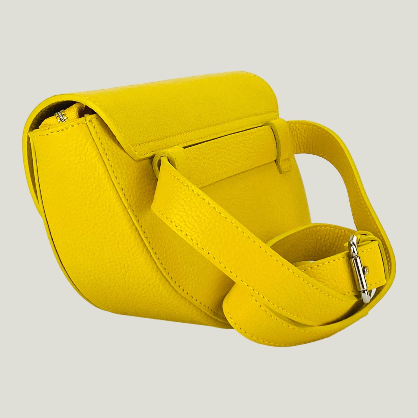 Borsa Donna a Bandoliera stondata aus Echtleder – Giallo