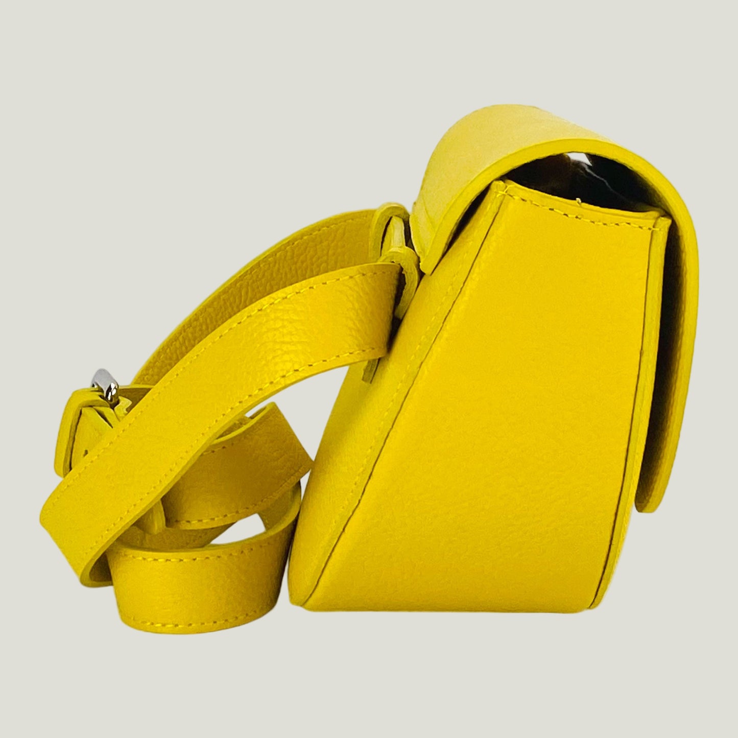 Borsa Donna a Bandoliera stondata aus Echtleder – Giallo