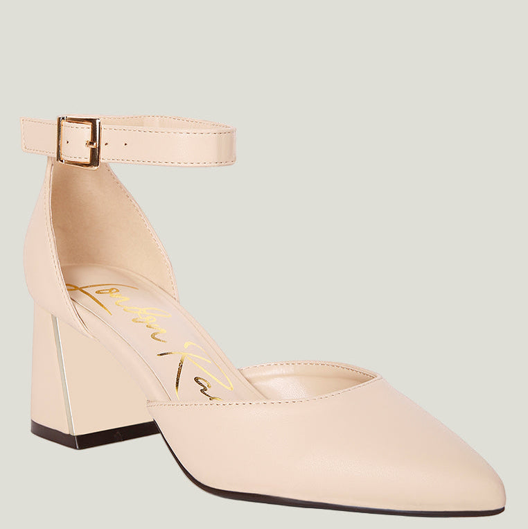 Myla – Metallic Sling Heeled Sandals | Elegante Blockabsatz-Sandaletten aus Kunstleder