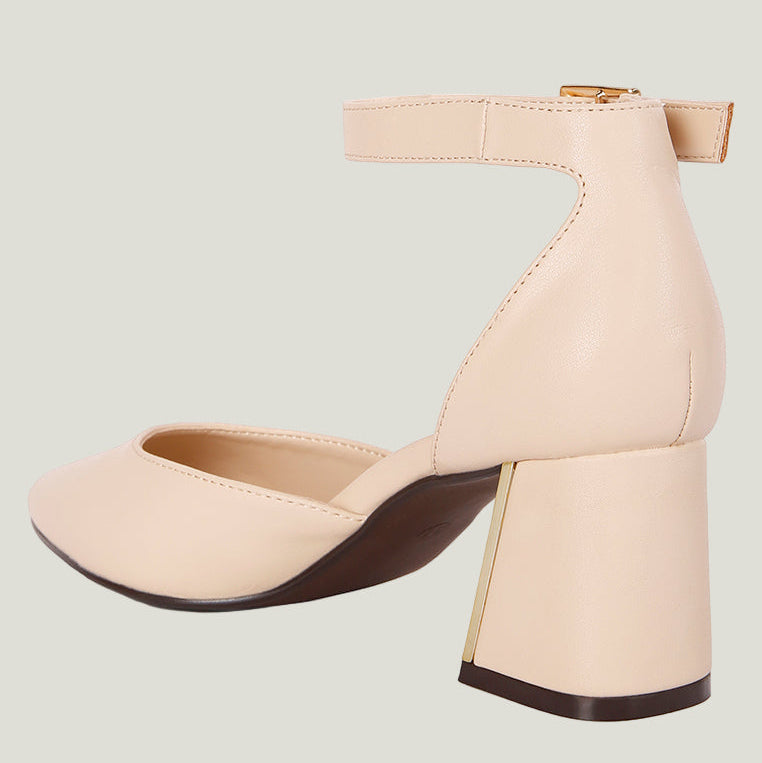 Myla – Metallic Sling Heeled Sandals | Elegante Blockabsatz-Sandaletten aus Kunstleder